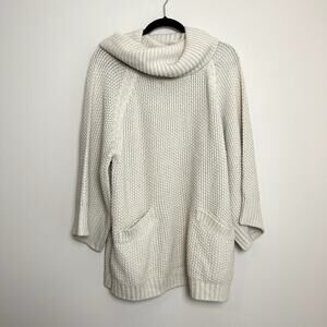 Cliche Wool Blend Knit Cowl Neck‎ Long Lined Cozy Pullover Sweater Stretch Sz M